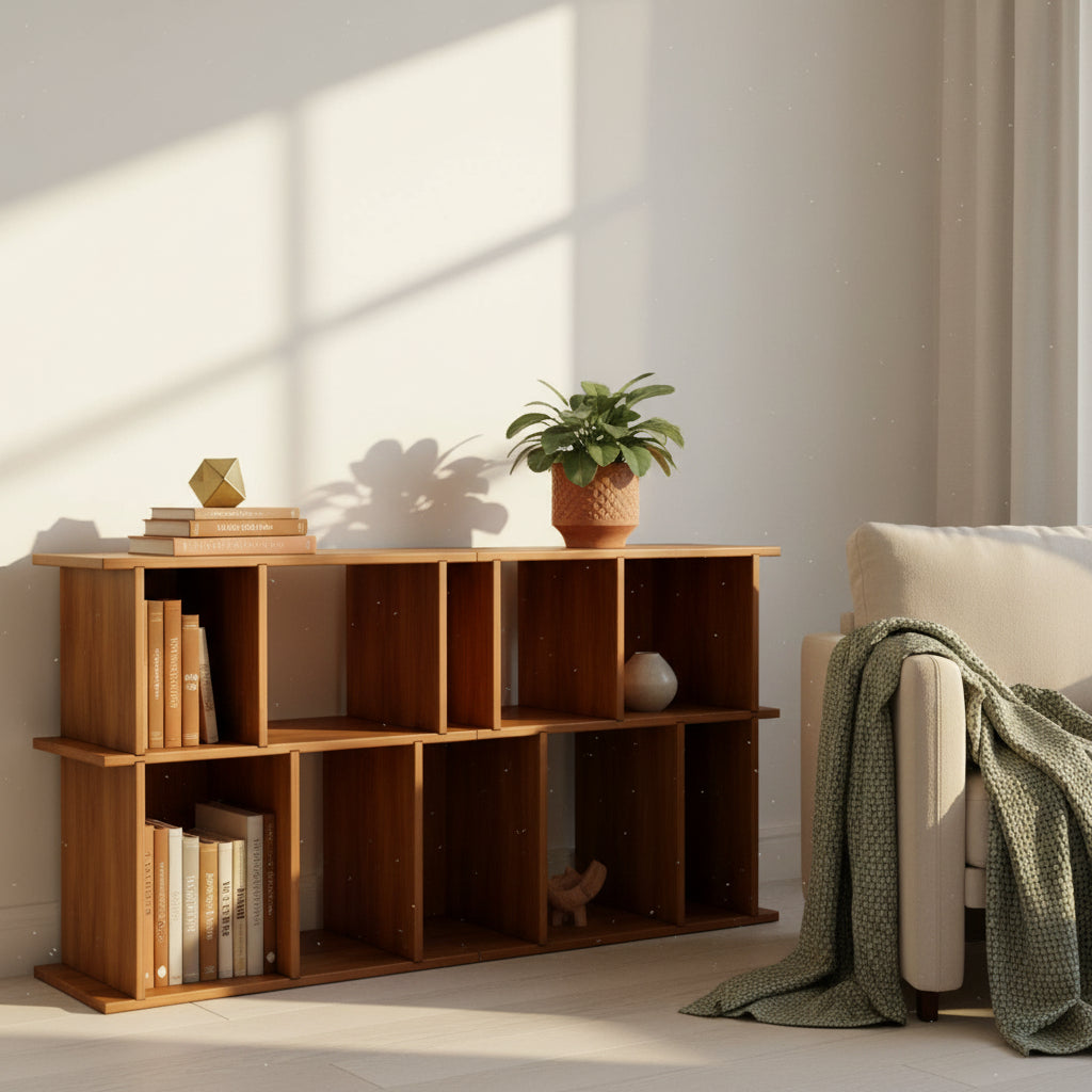 Horizontal  70" W x 26 1/4"H x 10"D Walnut