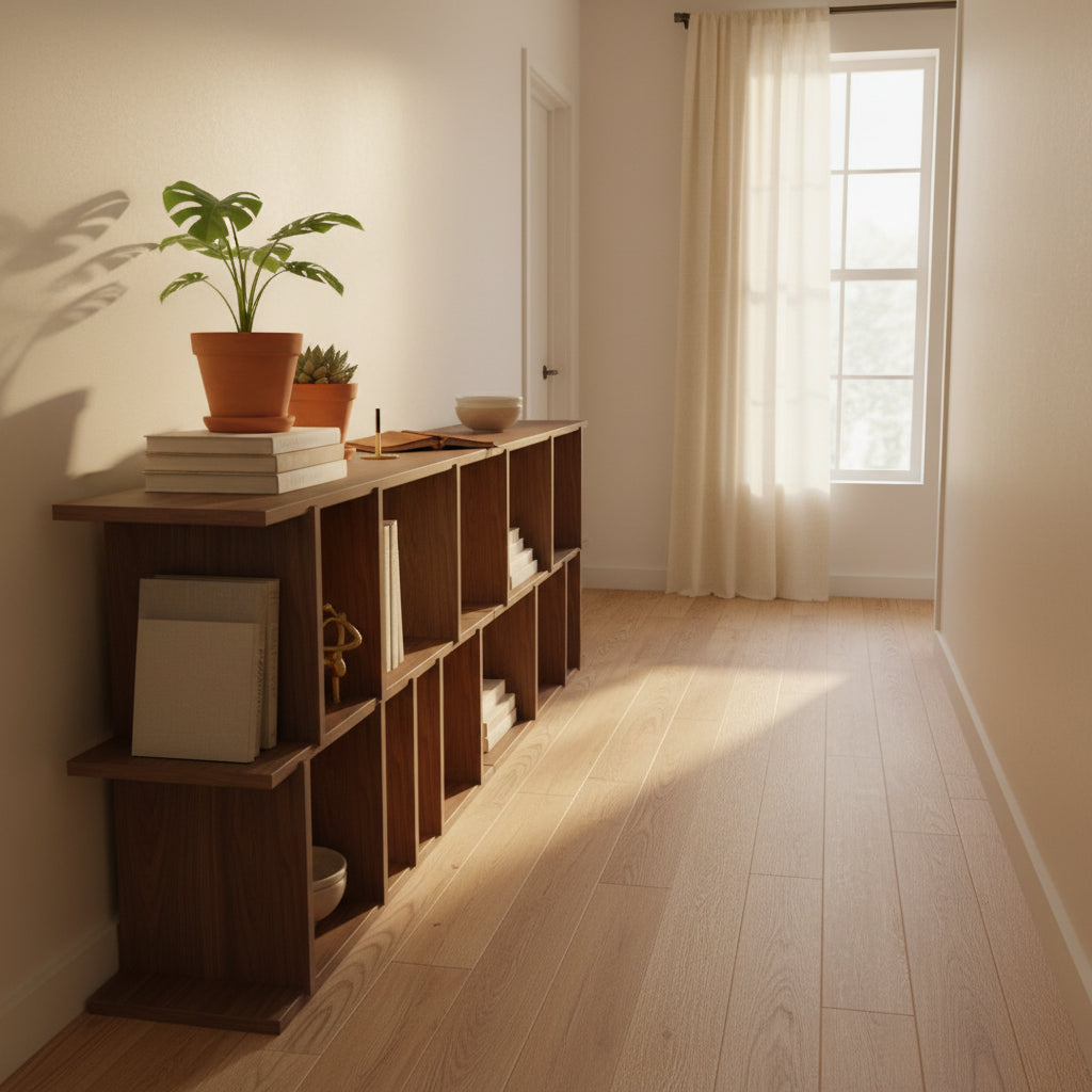 Horizontal 90" W x 26 1/4" H x 10" D Walnut