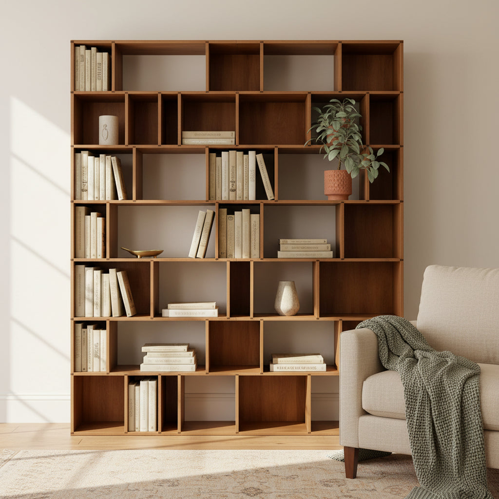 Vertical  90" W x 104" H x 10" D Walnut